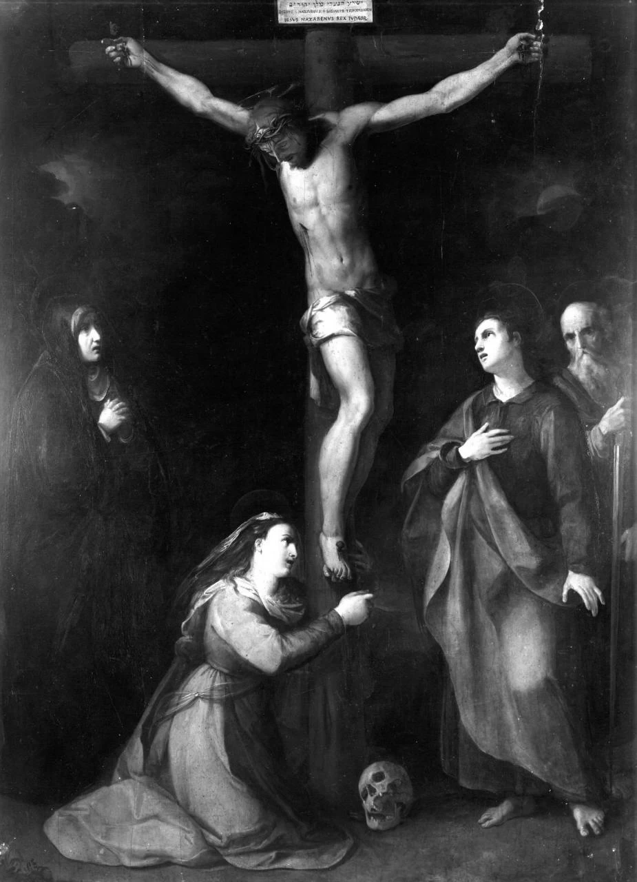 Cristo crocifisso con la Madonna, Santa Maria Maddalena, San Giovanni Evangelista e San Paolo - Pistoia